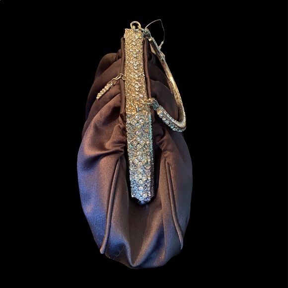 No longer made - Satin black evening bag with Rhinestones - New With Tag - Picture 4 of 6